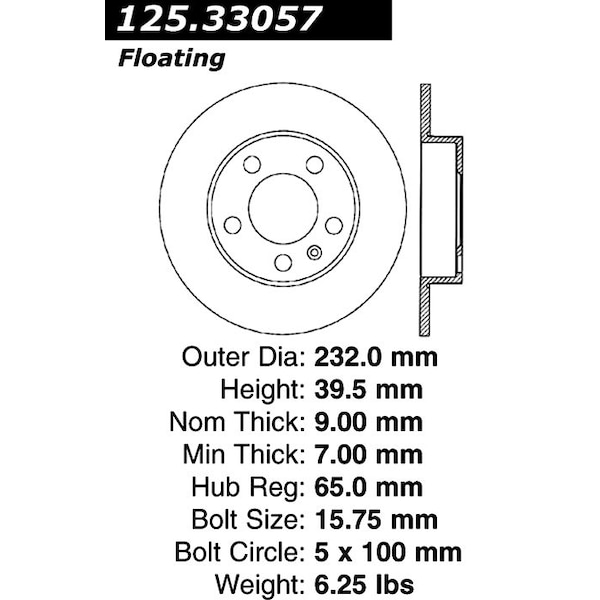 Centric Parts Premium High-Carbon Rotor, 125.33057 125.33057 - main